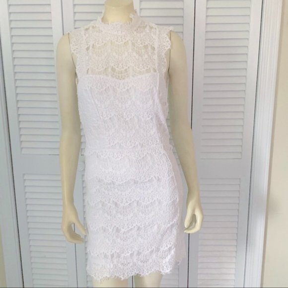 Free People Daydream White Lace Slip Mini Dress Medium - Picture 8 of 9